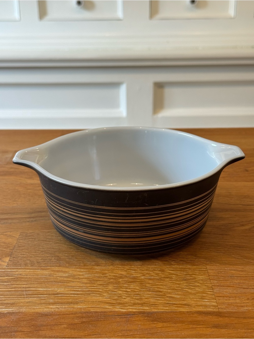 🖤 Vintage Pyrex 472 Terra Black & Copper Striped Casserole 1.5 Pt